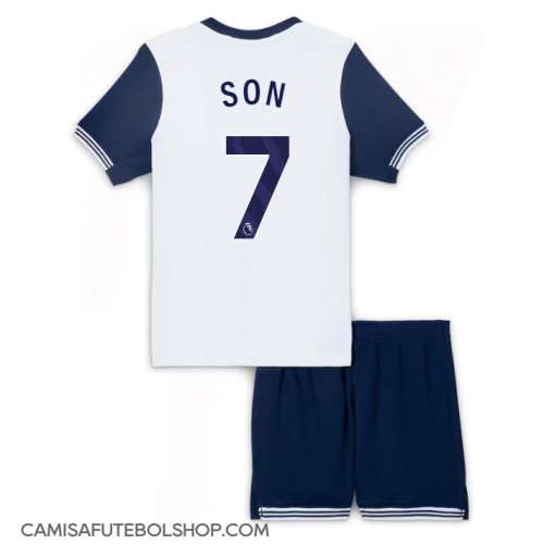 Camisa de time de futebol Tottenham Hotspur Son Heung-min #7 Replicas 1º Equipamento Infantil 2024-25 Manga Curta (+ Calças curtas)